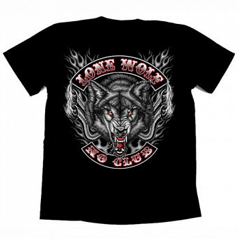 Футболка байкерская LONE WOLF, NO CLUB
